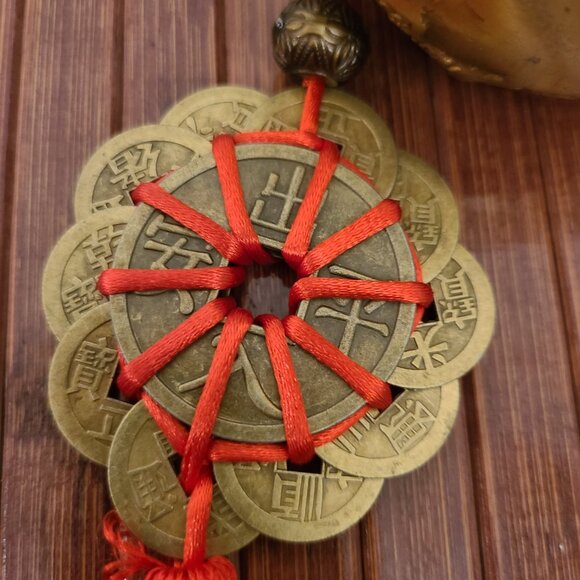 TWO Feng Shui Heavy Brass Hollow Gourds with Coins to Attract Wealth - Picture 12 of 14
